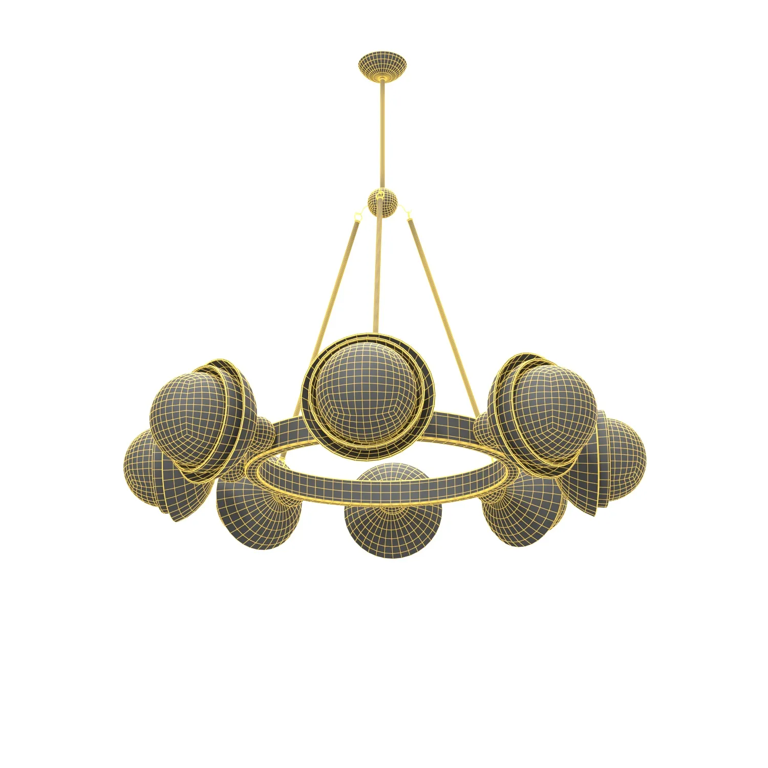 Bronze and Murano Glass Chandelier PBR 3D Model_07